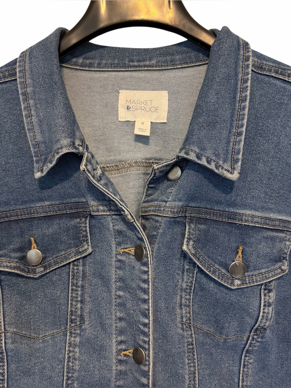 Market & Spruce Camila Boyfriend Blue Denim Trucker Jacket - Size XL - Picture 3 of 7